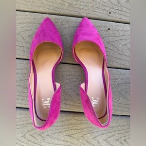 Journee Collection D’orsay Fuchsia Pink Faux Suede Wedge Pump Size 10